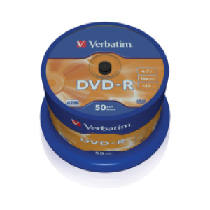 DVD-R Verbatim 4.7GB 16× Matt Silver spindle pk50